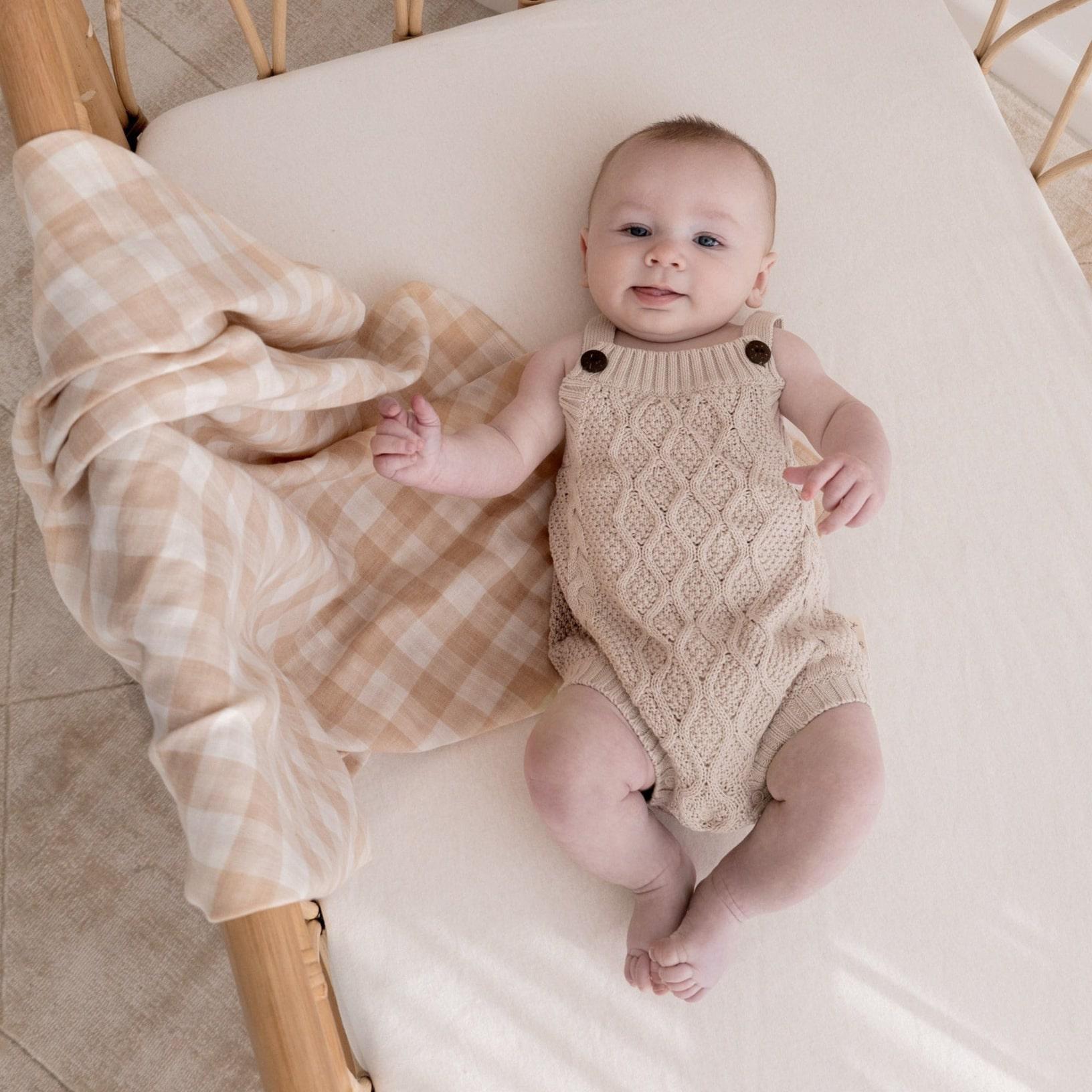 Taupe Gingham Muslin Wrap